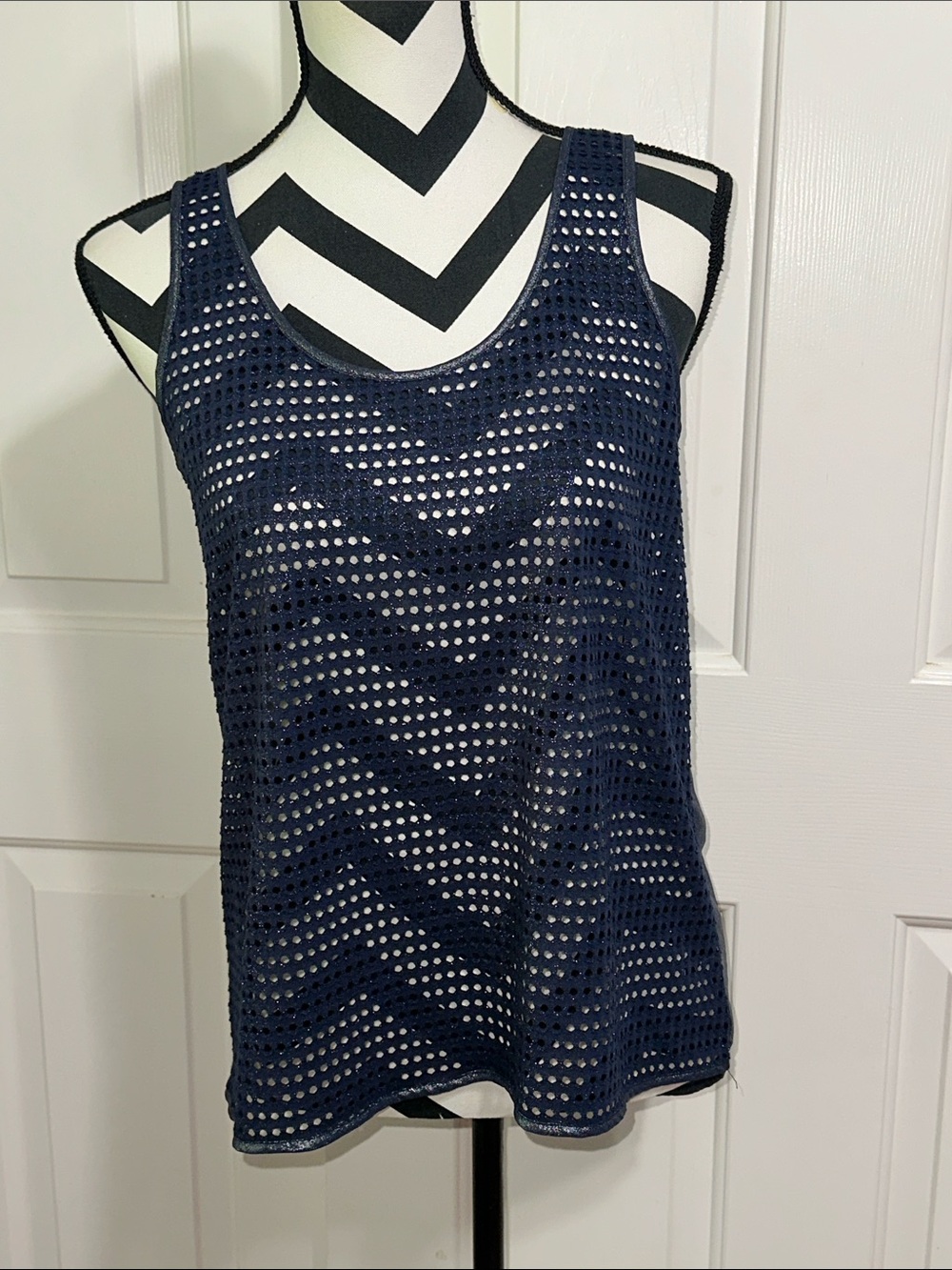 Outback Red Navy Open-Knit Blue Sparkle Festival Tank Top